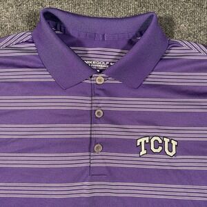 TCU Horned Frogs Striped Nike Polo Golf Coaches Polo Shirt Mens Large Stretch